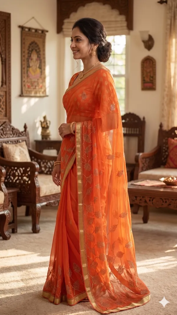 ORANGE_Ultra-Premium_Chiffon_Saree