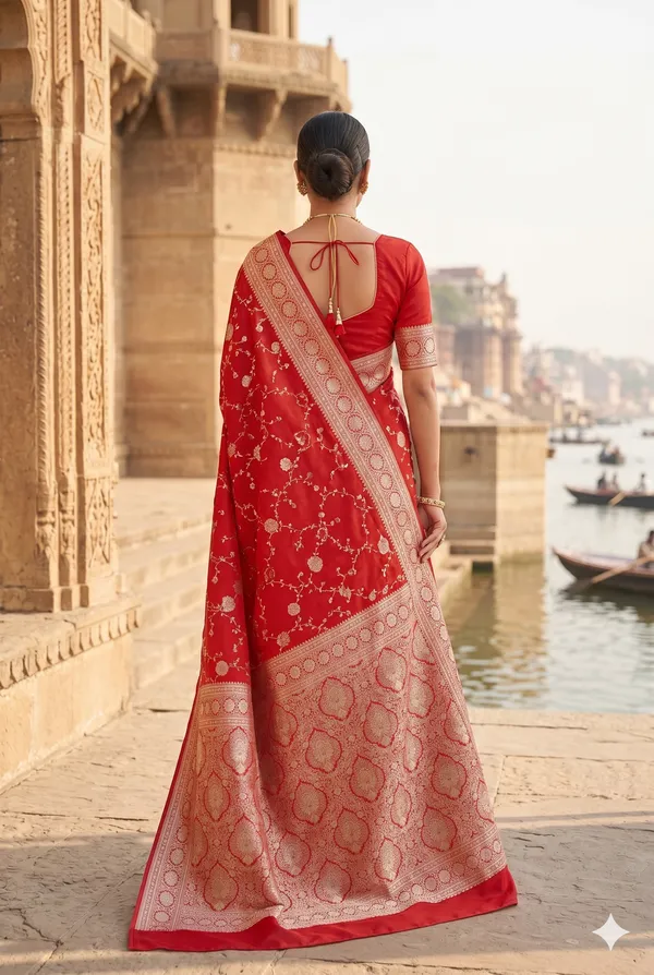 Red_Banarasi_Silk_Zardozi_Work_Saree_For_Women