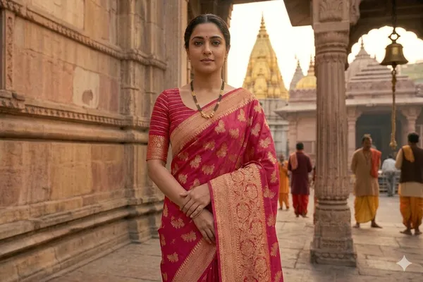 Pink_Banarasi_Silk_Zardozi_Work_Saree_For_Women
