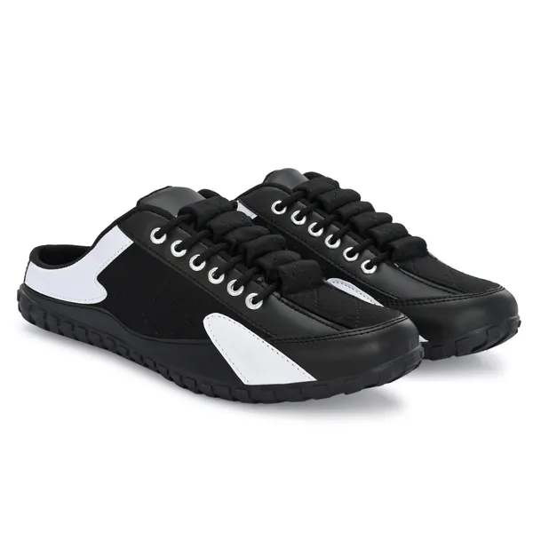 Black_Leatherette_And_Airmix_Slip_On_Sneakers_For_Men