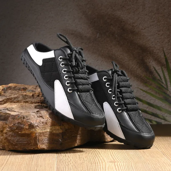 Black_Leatherette_And_Airmix_Slip_On_Sneakers_For_Men