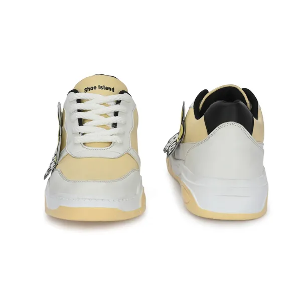 Yellow_Synthetic_And_Airmix_Lace_Ups_Sneakers_For_Men