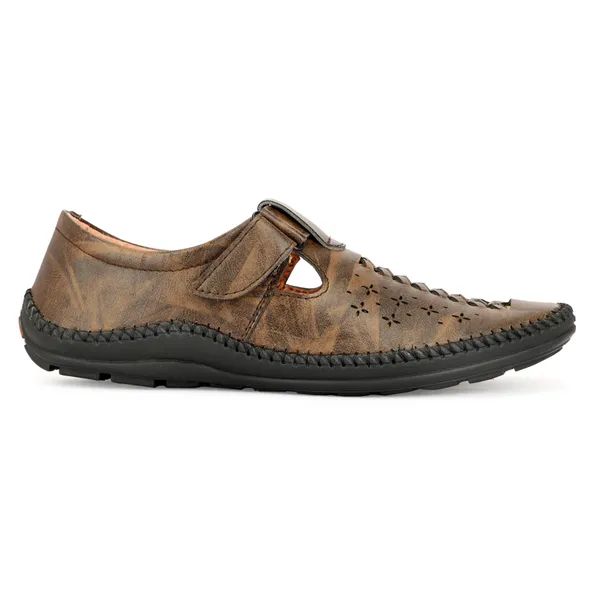 Brown_Synthetic_And_Airmix_Velcro_Roman_Sandals_For_Men