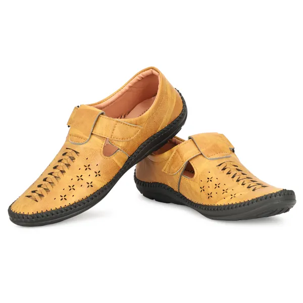 Tan_Brown_Synthetic_And_Airmix_Velcro_Roman_Sandals_For_Men