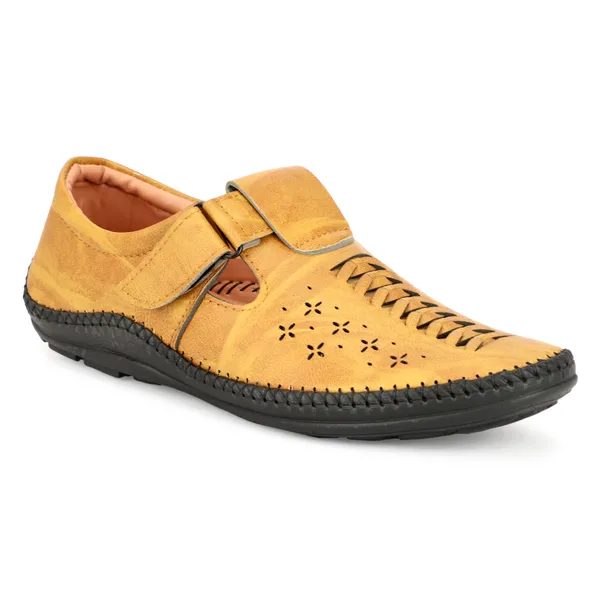 Tan_Brown_Synthetic_And_Airmix_Velcro_Roman_Sandals_For_Men