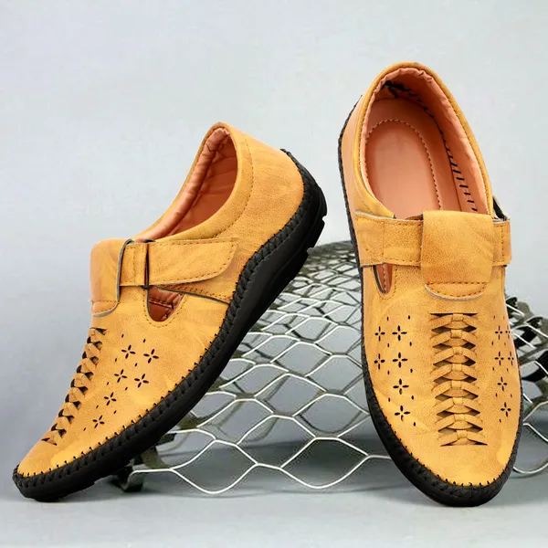 Tan_Brown_Synthetic_And_Airmix_Velcro_Roman_Sandals_For_Men
