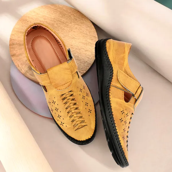 Tan_Brown_Synthetic_And_Airmix_Velcro_Roman_Sandals_For_Men