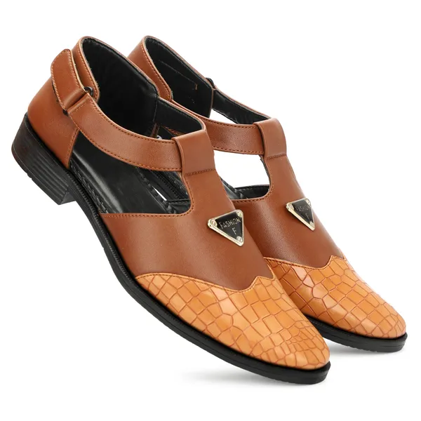 Tan_Brown_Synthetic_Leather_And_Airmix_Slip_On_Roman_Sandals_For_Men