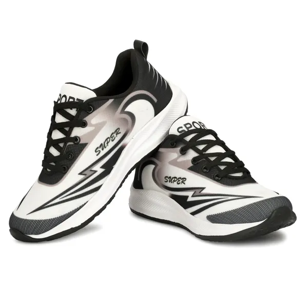 White_Mesh_And_Eva_Lace_Ups_Sports_Shoes_For_Men