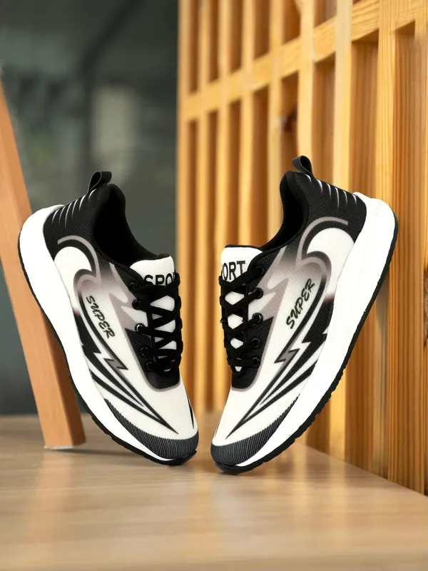 White_Mesh_And_Eva_Lace_Ups_Sports_Shoes_For_Men
