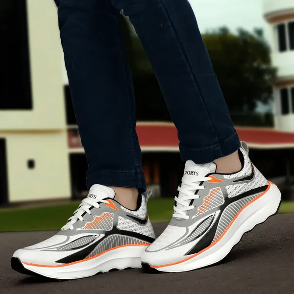 White_Mesh_And_Eva_Lace_Ups_Sports_Shoes_For_Men