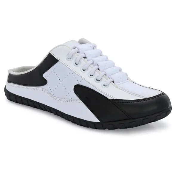 White_Leatherette_And_Airmix_Slip_On_Sneakers_For_Men