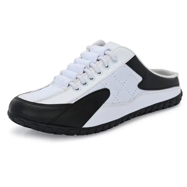 White_Leatherette_And_Airmix_Slip_On_Sneakers_For_Men