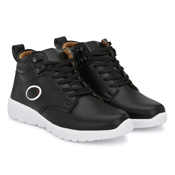 Black_Leatherette_And_Airmix_Lace_Ups_Sneakers_For_Men