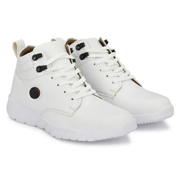 White_Leatherette_And_Airmix_Lace_Ups_Sneakers_For_Men