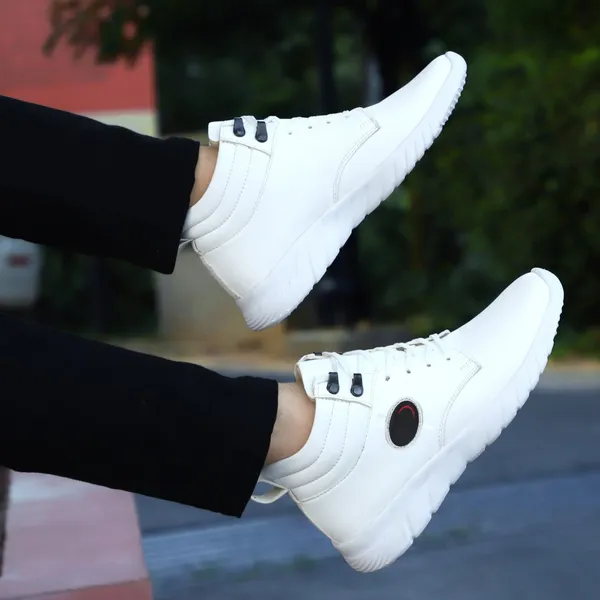 White_Leatherette_And_Airmix_Lace_Ups_Sneakers_For_Men