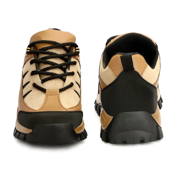 Beige_Leatherette_And_Airmix_Lace_Ups_Boots_For_Men