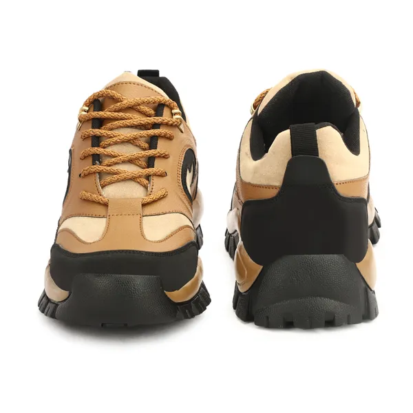 Beige_Leatherette_And_Airmix_Lace_Ups_Boots_For_Men