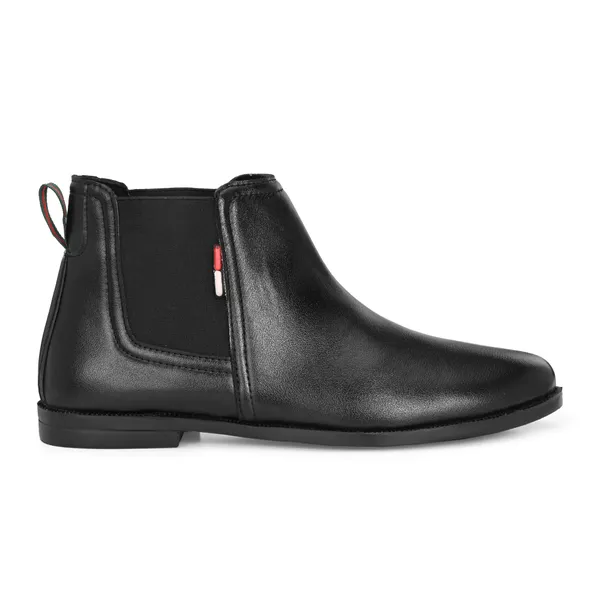 Black_Leatherette_And_Pu_Slip_On_Boots_For_Men