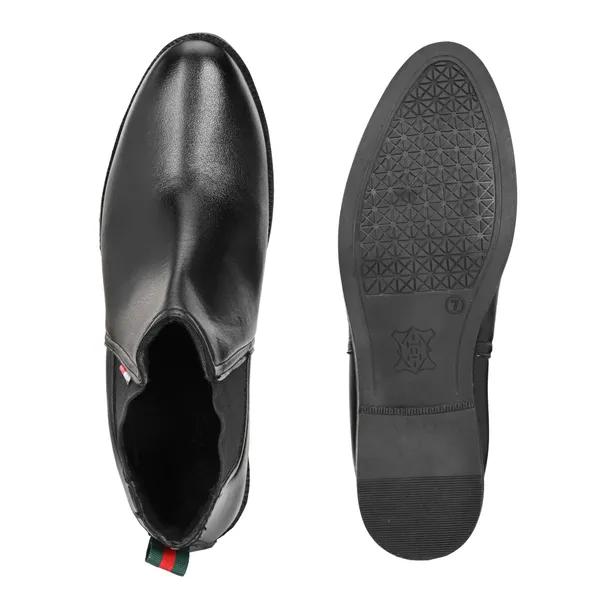 Black_Leatherette_And_Pu_Slip_On_Boots_For_Men