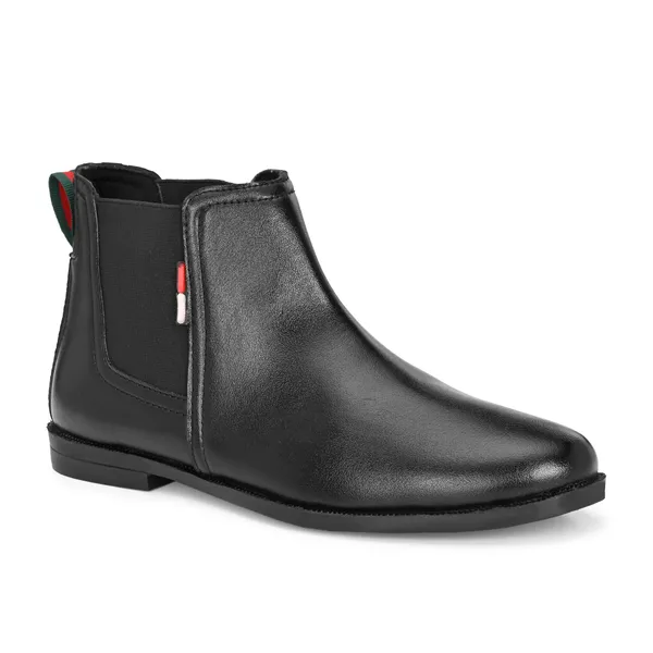 Black_Leatherette_And_Pu_Slip_On_Boots_For_Men