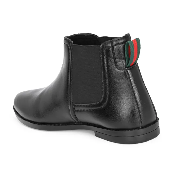 Black_Leatherette_And_Pu_Slip_On_Boots_For_Men