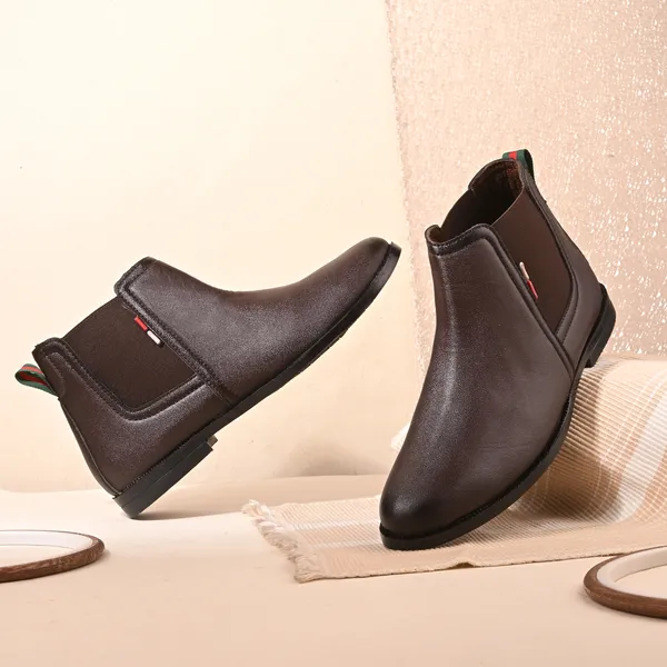 Brown_Leatherette_And_Pu_Slip_On_Boots_For_Men