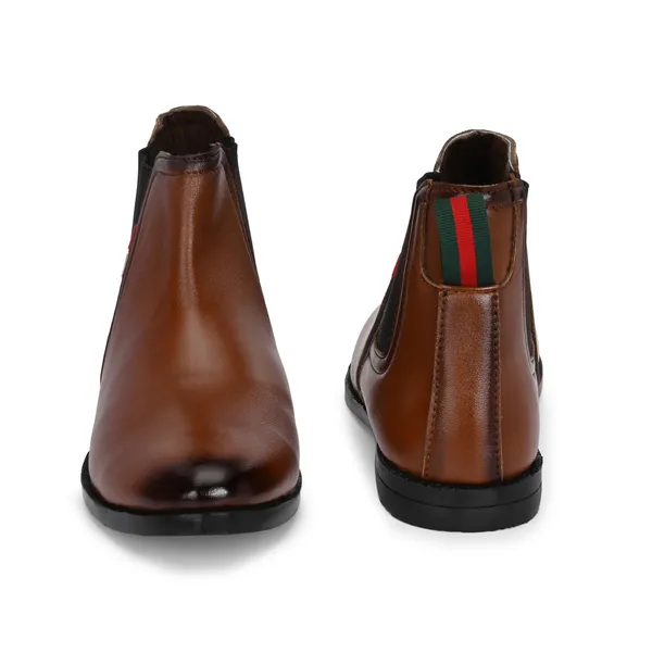 Tan_Brown_Leatherette_And_Pu_Slip_On_Boots_For_Men