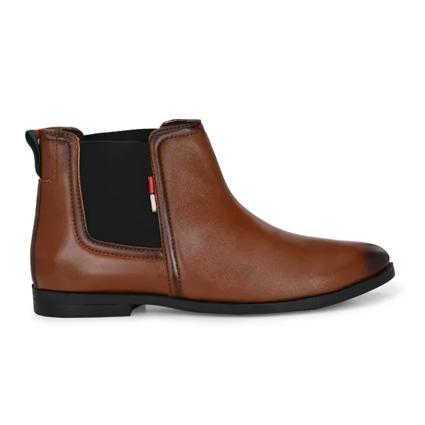 Tan_Brown_Leatherette_And_Pu_Slip_On_Boots_For_Men