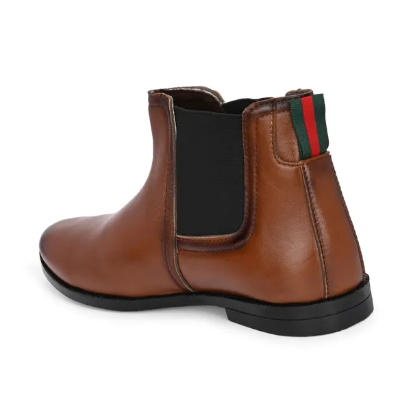 Tan_Brown_Leatherette_And_Pu_Slip_On_Boots_For_Men