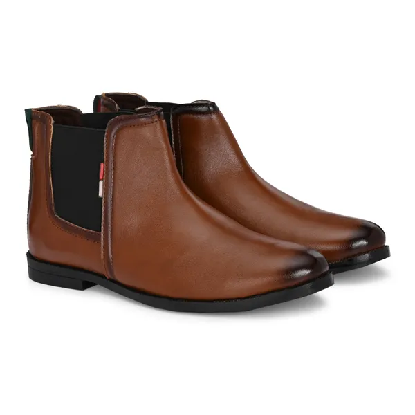 Tan_Brown_Leatherette_And_Pu_Slip_On_Boots_For_Men