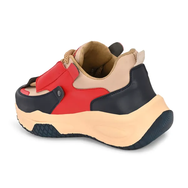 Red_Leatherette_And_Airmix_Lace_Ups_Sneakers_For_Men