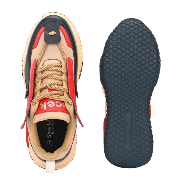 Red_Leatherette_And_Airmix_Lace_Ups_Sneakers_For_Men