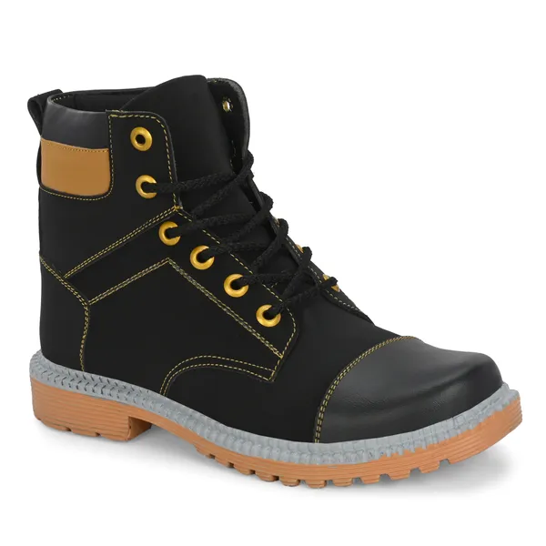 Black_Synthetic_Leather_And_Airmix_Lace_Ups_Boots_For_Men