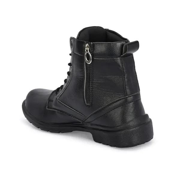 Black_Synthetic_Leather_And_Airmix_Zipper_Boots_For_Men