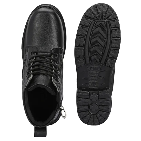 Black_Synthetic_Leather_And_Airmix_Zipper_Boots_For_Men