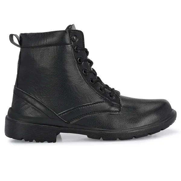 Black_Synthetic_Leather_And_Airmix_Zipper_Boots_For_Men