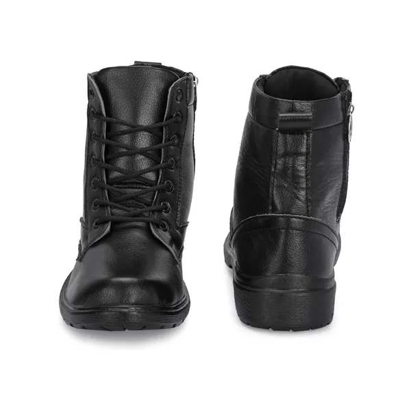 Black_Synthetic_Leather_And_Airmix_Zipper_Boots_For_Men
