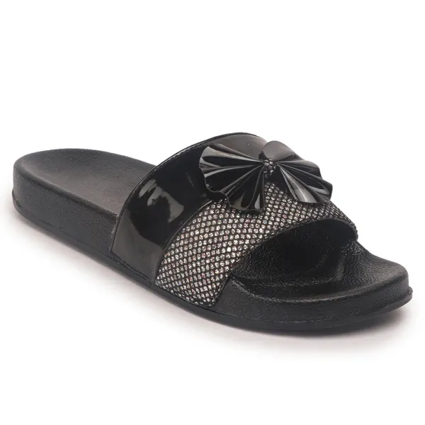 Black_Silicon_Strap_And_Pvc_Slip_On_Sliders_For_Women