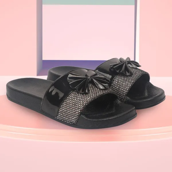 Black_Silicon_Strap_And_Pvc_Slip_On_Sliders_For_Women