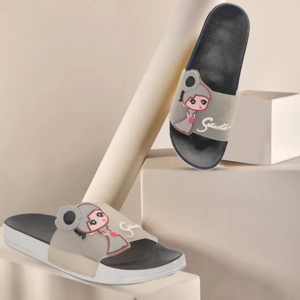 Black_Silicon_Strap_And_Pvc_Slip_On_Sliders_For_Women