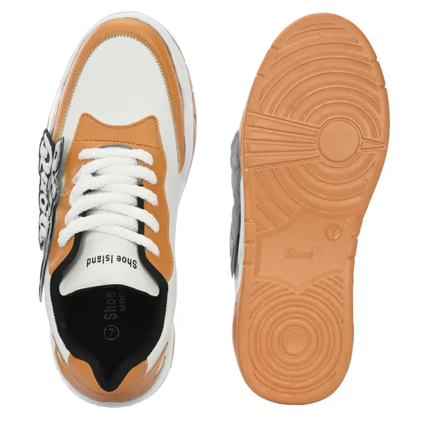 Orange_Synthetic_And_Airmix_Lace_Ups_Sneakers_For_Men