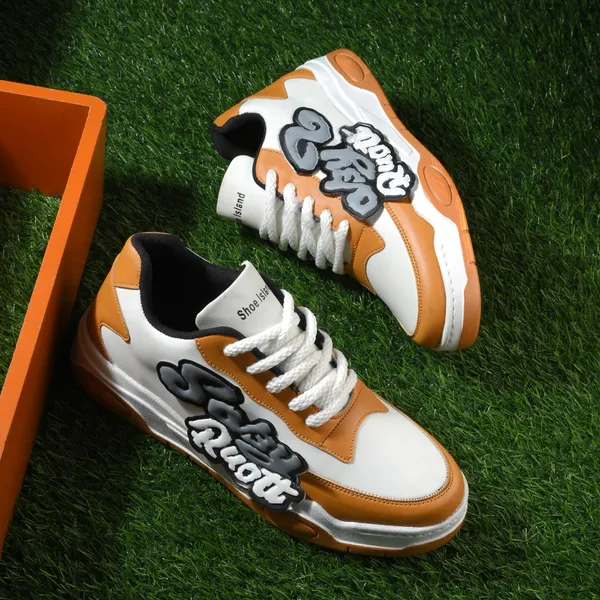 Orange_Synthetic_And_Airmix_Lace_Ups_Sneakers_For_Men