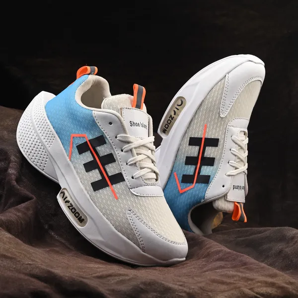 White_Mesh_And_Airmix_Lace_Ups_Sports_Shoes_For_Men