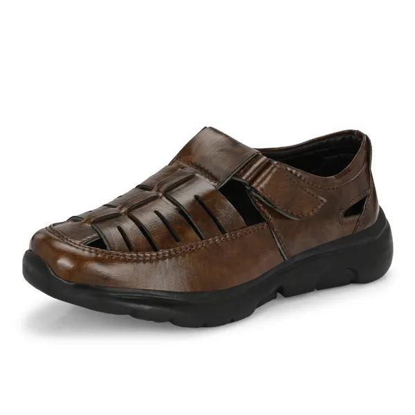 Brown_Leatherette_And_Airmix_Lace_Ups_Roman_Sandals_For_Men