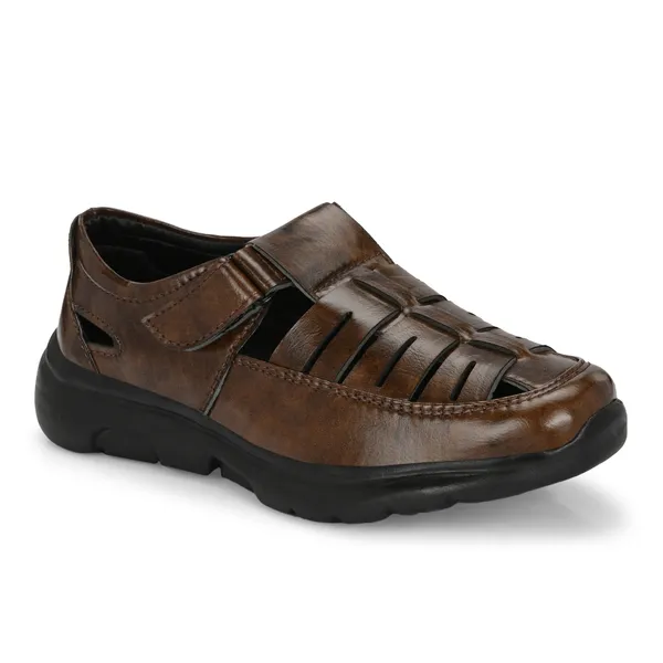 Brown_Leatherette_And_Airmix_Lace_Ups_Roman_Sandals_For_Men