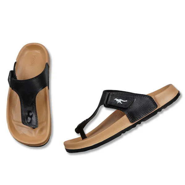 Black_Leatherette_And_Eva_Slip_On_Sandals_For_Men