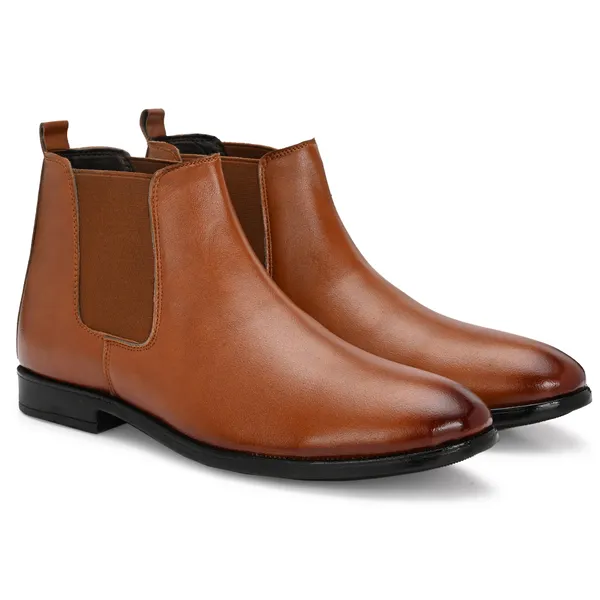 Tan_Brown_Leatherette_And_Tpr_Slip_On_Boots_For_Men