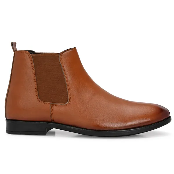 Tan_Brown_Leatherette_And_Tpr_Slip_On_Boots_For_Men