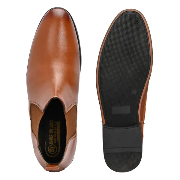 Tan_Brown_Leatherette_And_Tpr_Slip_On_Boots_For_Men